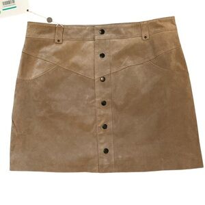 Goosecraft Charlee skirt silky pig suede shocked olive XL button front XL